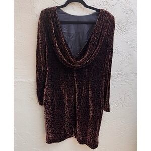 VTG La Nuit NEW Leopard Mini Dress Cowl Back Velvet Cocktail Glam MobWife